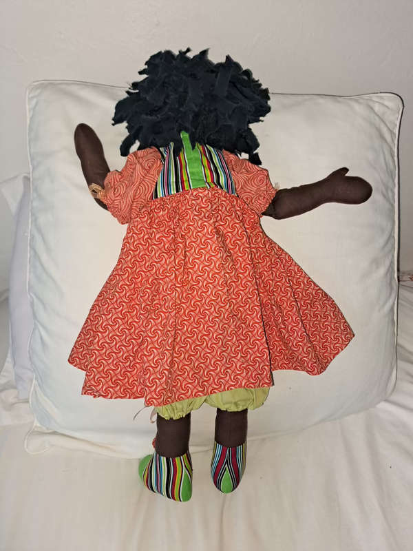 UNIQUE African hand made Shweshwe rag doll large 65cm new unused