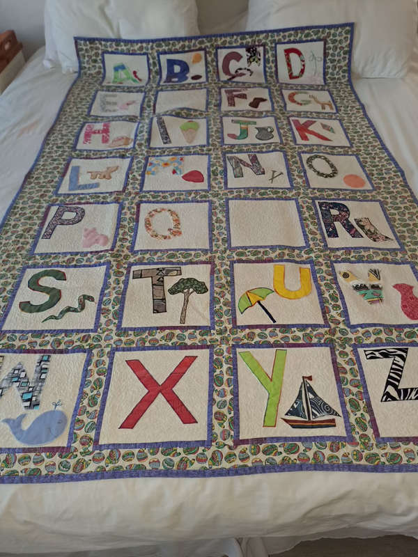 Very Cute child`s hand made quilt for boy or girl width 120cm length 182cm