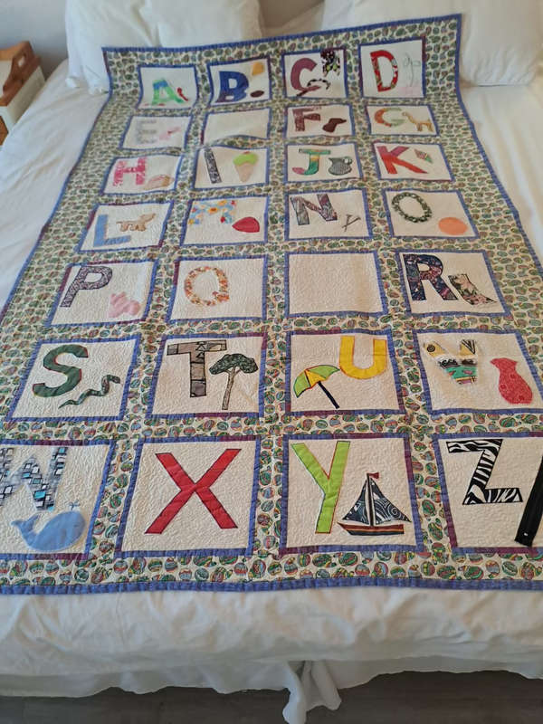 Very Cute child`s hand made quilt for boy or girl width 120cm length 182cm