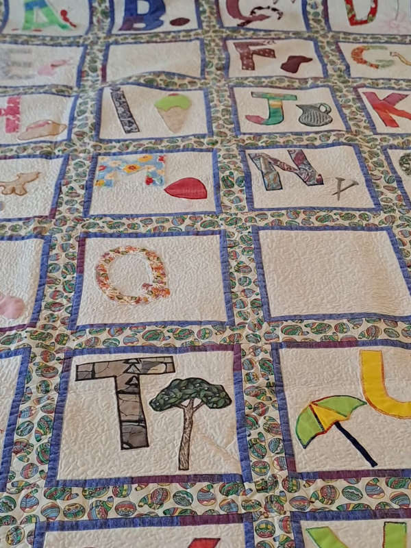 Very Cute child`s hand made quilt for boy or girl width 120cm length 182cm