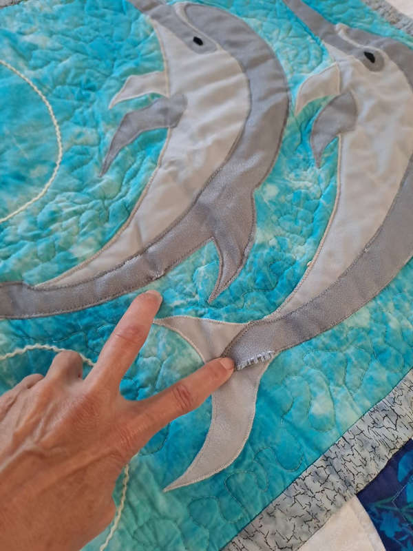Beautiful dolphin hand made quilt 145cm x 160cm