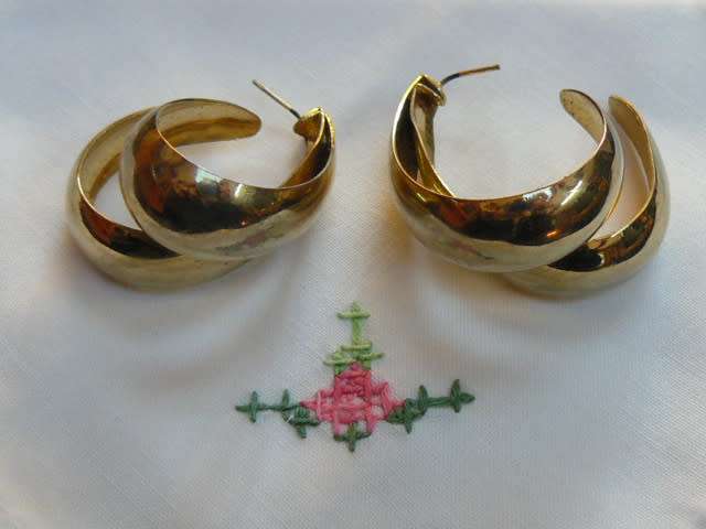 DOUBLE HOOPED GOLDTONEDEARRINGS