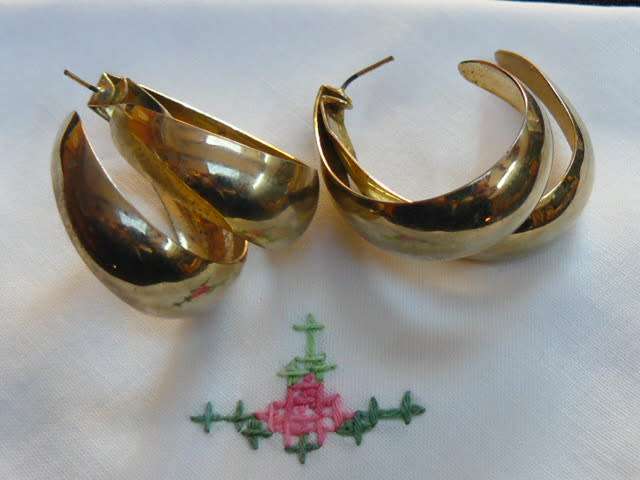 DOUBLE HOOPED GOLDTONEDEARRINGS