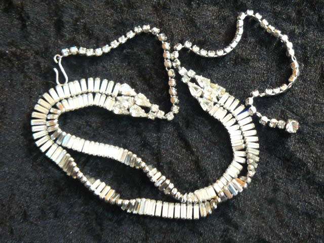 TWISTED DOUBLE STRAND SILVERTONED NCKLACE...WITH BLING 49 CM LONG VERY INTERESTING !!!!!