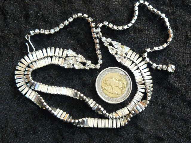 TWISTED DOUBLE STRAND SILVERTONED NCKLACE...WITH BLING 49 CM LONG VERY INTERESTING !!!!!