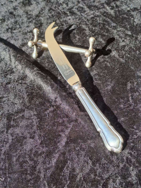 Sheffield England cheese knife and knife rest