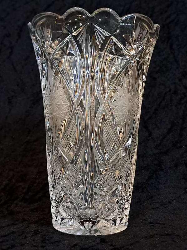 Exquisite lead crystal vintage tall heavy  vase no damage