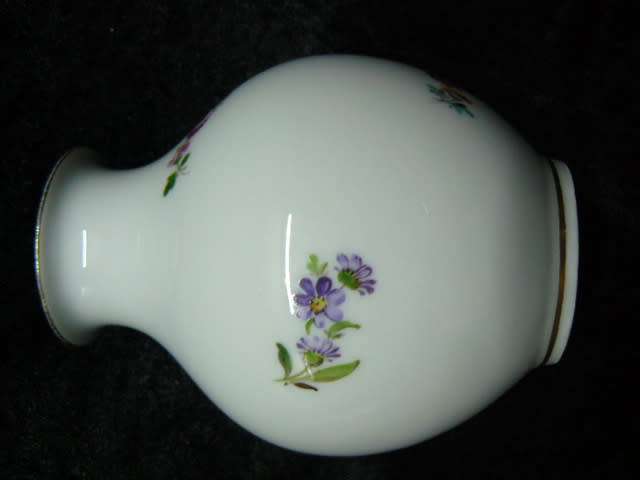 DRESDEN HAND PAINTED VASE WITH GOLD RIMS HAND PAINTED