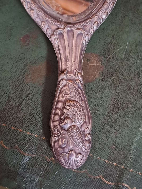 Antique 1910 Chester Silver Hand Mirror. ( Reynolds Angels ) J&R Griffin