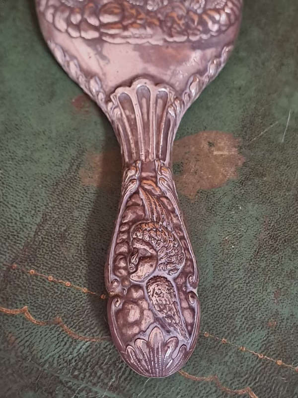 Antique 1910 Chester Silver Hand Mirror. ( Reynolds Angels ) J&R Griffin
