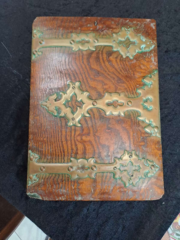 Antique oak wood and brass file quite unique