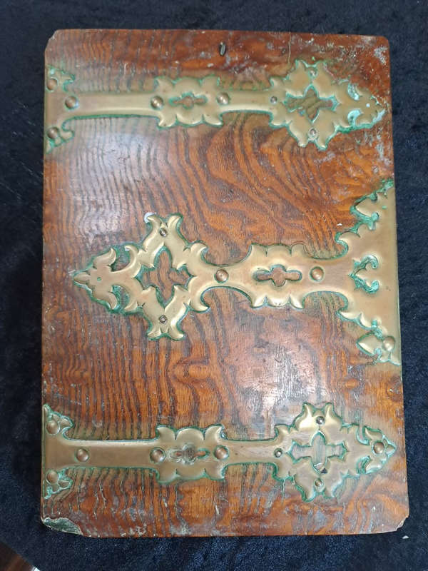Antique oak wood and brass file quite unique