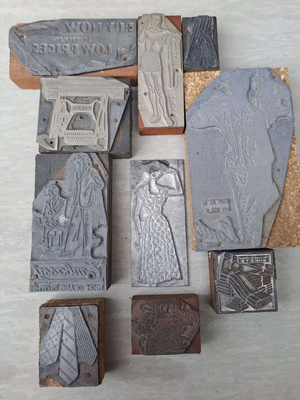 Lot of Vintage Brands clothing store lead stamps interesting and unique