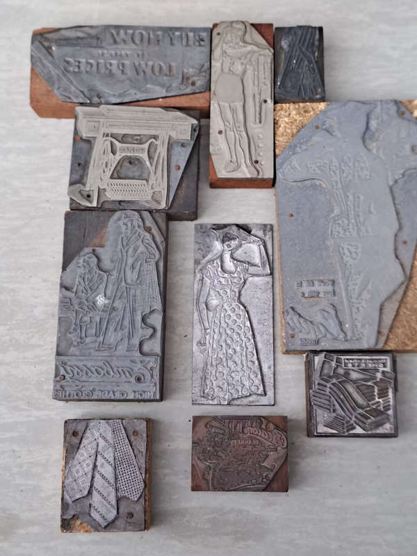 Lot of Vintage Brands clothing store lead stamps interesting and unique