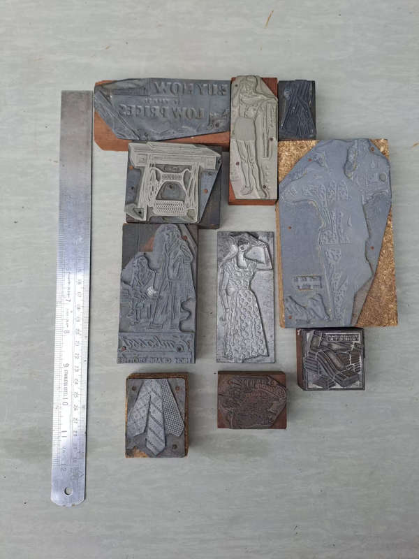 Lot of Vintage Brands clothing store lead stamps interesting and unique