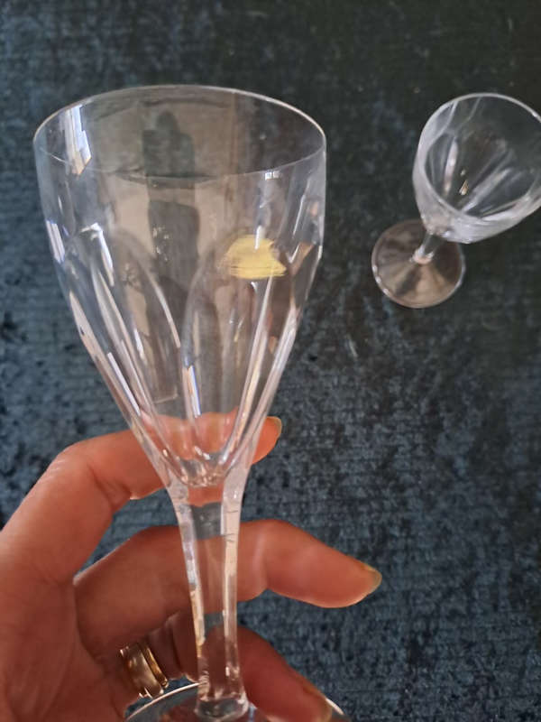 pair of Dutchess Da Dinno Baccarat crystal sherry glasses