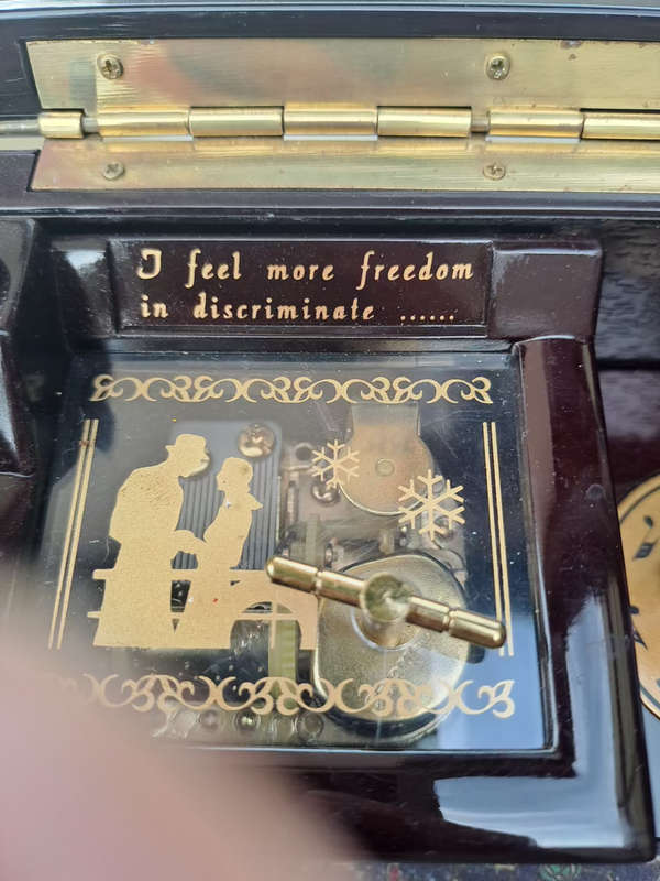 Vintage Vstride Piano Trinket Jewelry Storage Piano Music Box with dancing pair