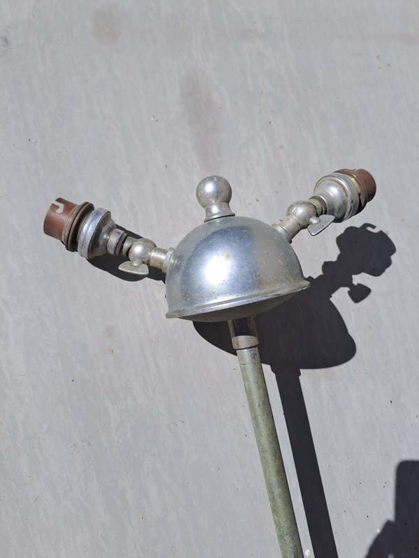 art deco chrome adjustable double light pole