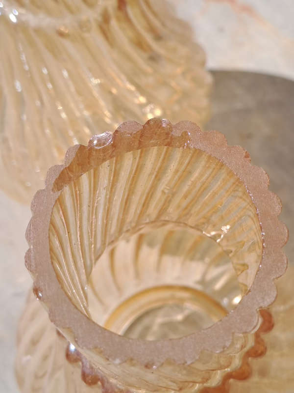 Pair of stunning  vintage amber chimney lamp shades