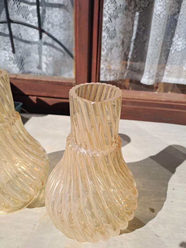 Pair of stunning  vintage amber chimney lamp shades