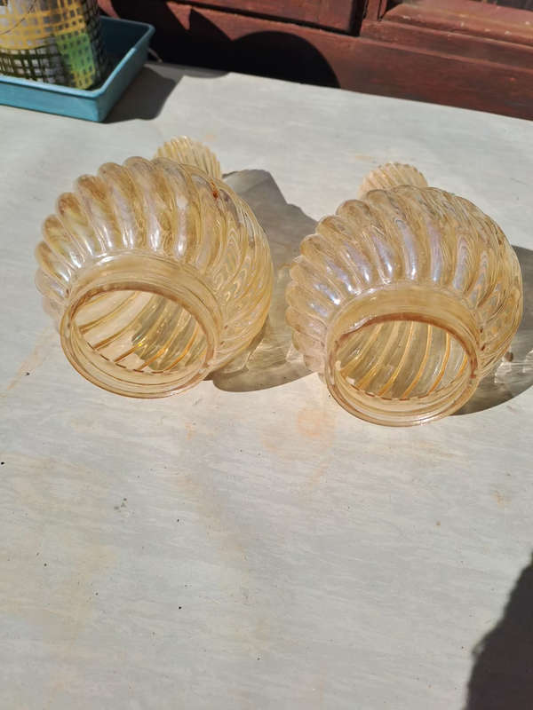 Pair of stunning  vintage amber chimney lamp shades