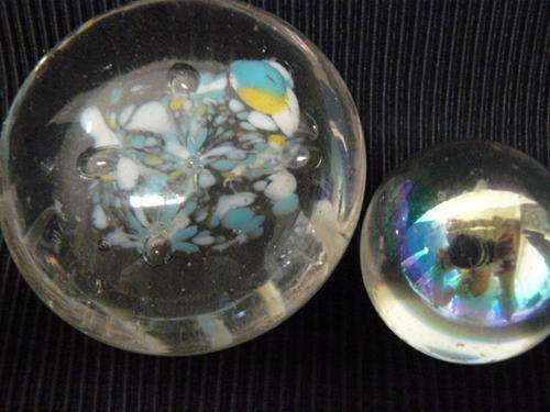 2 X GLASS PAPERWEIGHTS