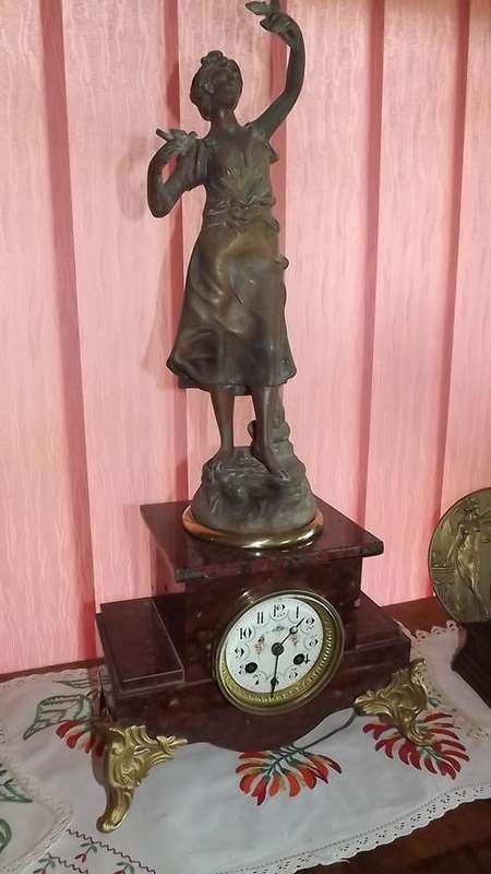 French Marble Art-Nouveau style clock