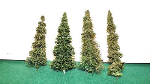 HO TREES (ACCESORIES) 4X CONIFERS VARIOUS 100MM