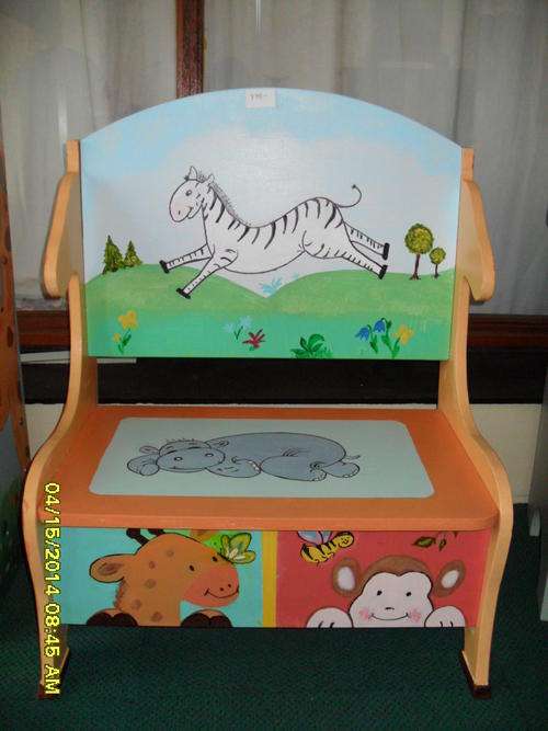 Unique hand made practical and functional kidsbench with storage/toy box