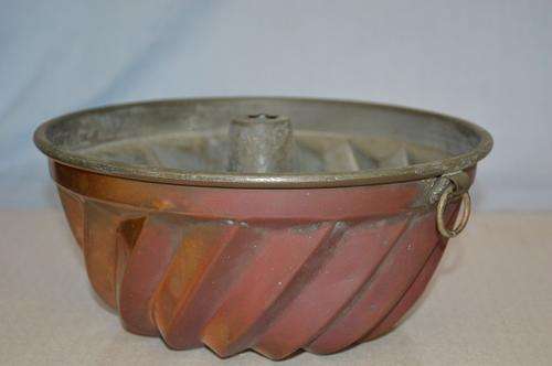 OLD COPPER CAKE TIN MARBLE CAKE "GUGGELHPF" EARLY 1900'S