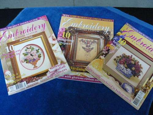 3x EMBROIDERY MAGS WITH ORIGINAL PATTERNS