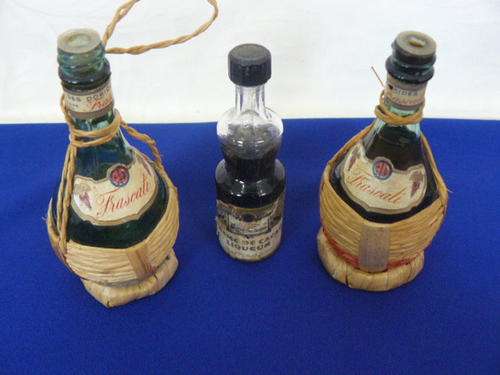 3 LIQUEUR BOTTLES 2 STILL FULL