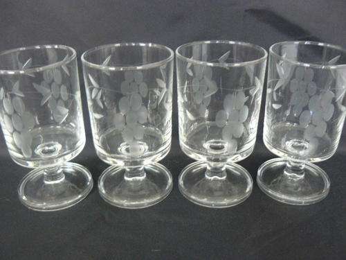 4 VERY CUTE GLASSES STAMPED FRANCE NO DAMAGE