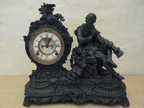 MACBETH PUTER MANTLE CLOCK WITH ANSONIA MOVEMENT STUNNING !!!!!@@@@@!!!!!