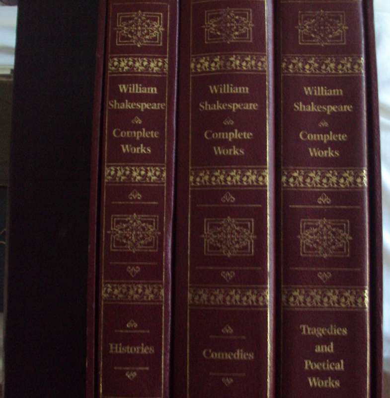 William Shakespeare Complete Works - Leather Bound 3 Volume Set with Slipcase