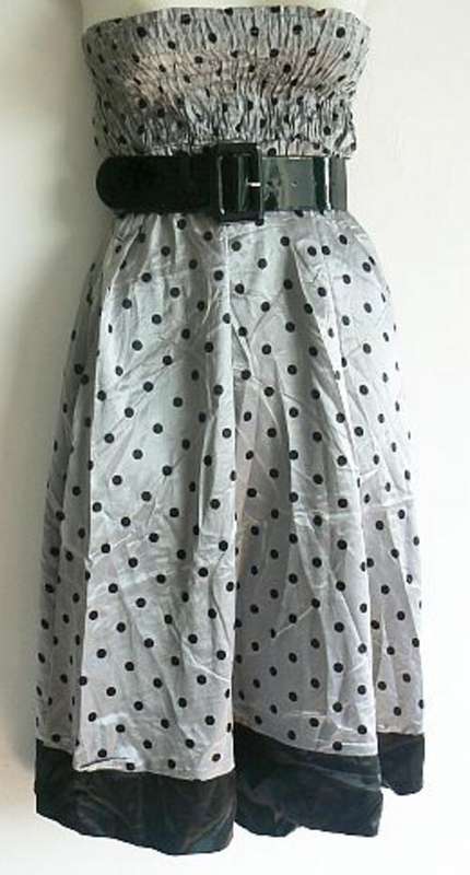 Silver Grey Dress Polka Dot Dress