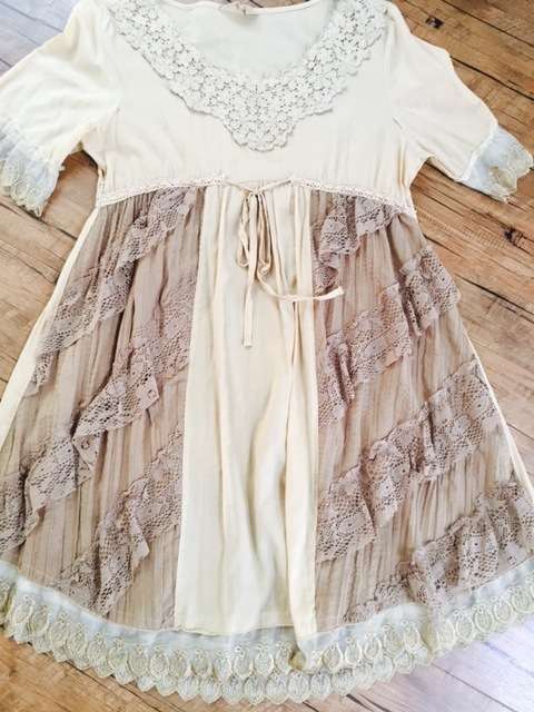 Di Reve Unique Japan Ladies Lace Layer Comfortable Brown Flower High Quality Cool Slim Cut Dress