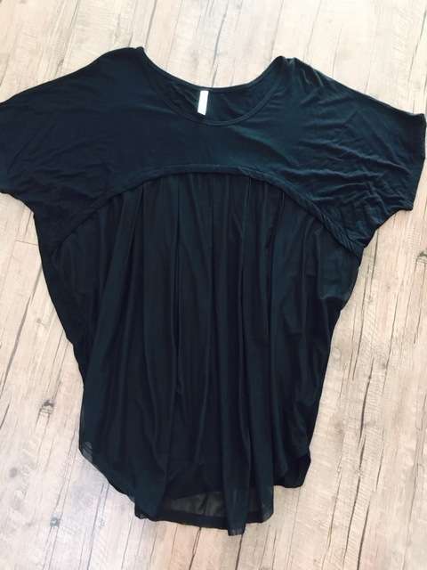 Ladies Beautiful Unique Stylish Sexy Hot Sapphire Black Gauze Mixed Round Collar Batwing Top/Dress