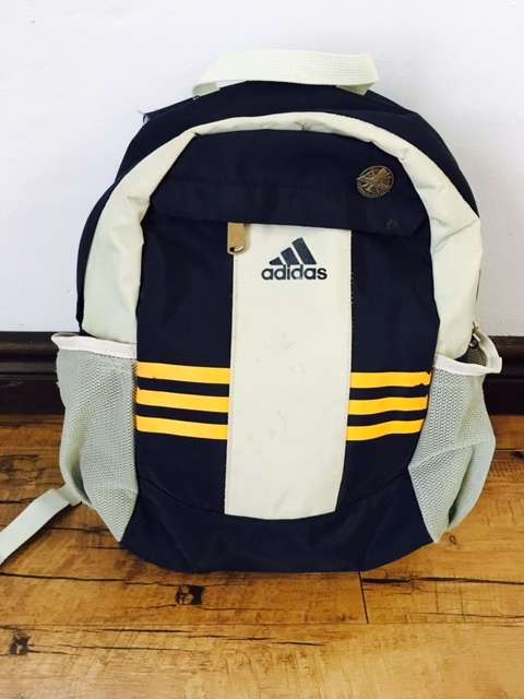 Women Adidas Three Stripes Unisex Grey Orange Lifestyle Sport Training School Backpack Bag