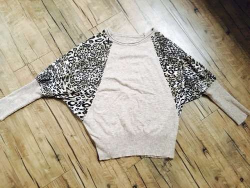 Ladies Warm Comfortable Batwing Brown Loose Style Leopard Print High Quality Sweater