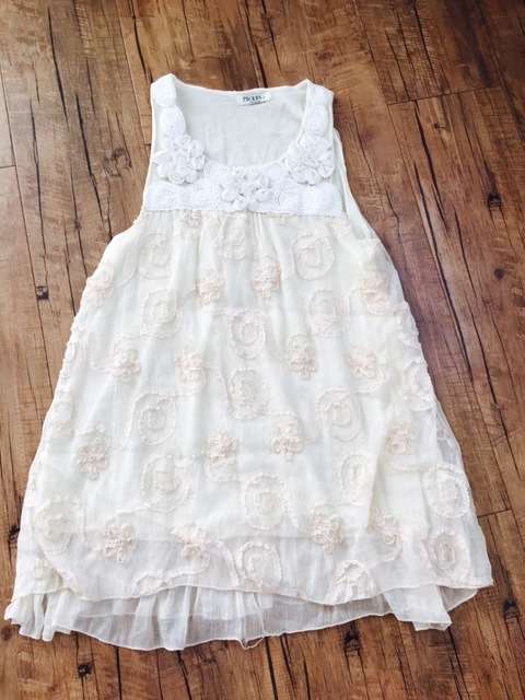 Ladies Beautiful Sleeveless Creamy White Lace Two Layer Cute Dress Size M