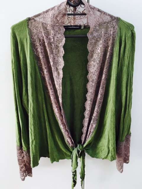 Ladies High Quality Unique Green With Grey Lace Classic Cotton Cool Comfortable Cardigan/Coat