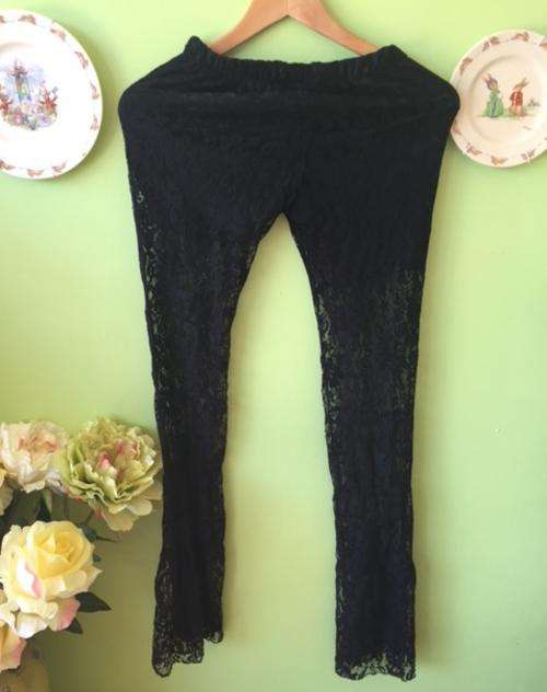 Amazing Fashion Japan Stylish Unique Double Layer Black Hollow Lace Bell-bottom Pants/Trouser