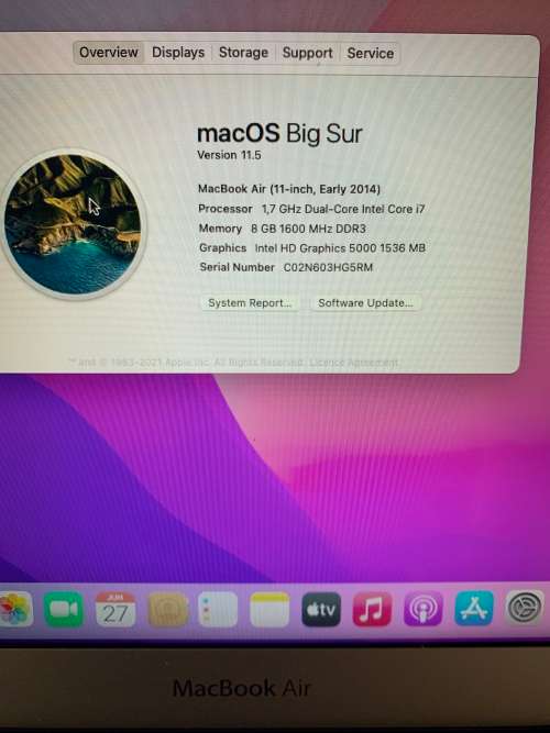 Macbook Air - Intel Core i7 - 8GB RAM - 512GB SSD - Preowned - Grade A ~ Like New ~ FREE Shipping
