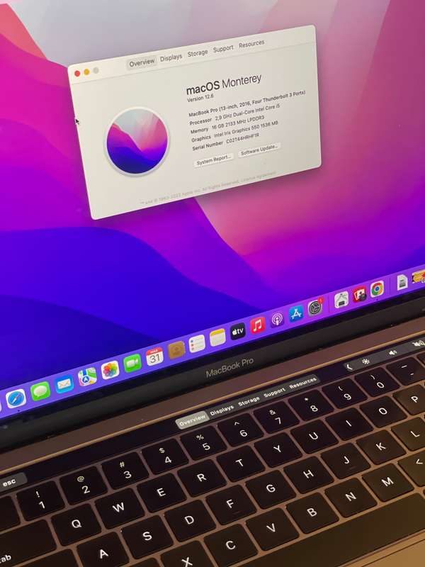 Macbook Pro 13-inch Retina Display - Intel Core i5 - 16GB RAM - 512GB SSD - Touchbar and Touch ID