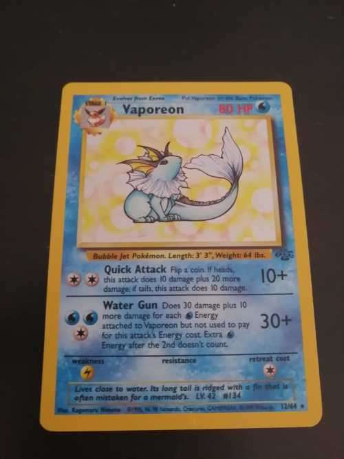 Pokémon Vaporeon HOLO - 12/ 64 - Rare - Jungle Set NM