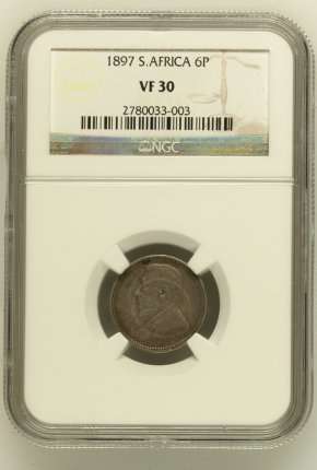 1897 ZAR 6 PENCE VF30 NGC