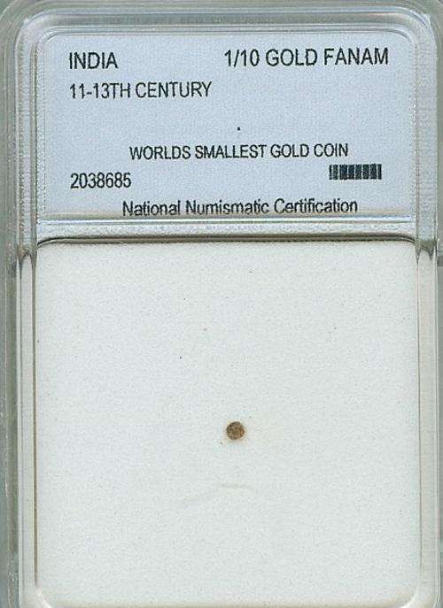 WORLD'S SMALLEST GOLD COIN!! INDIA 1/10 GOLD FANAM