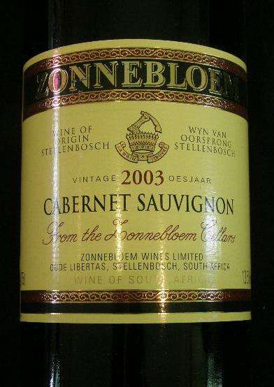 2003 Zonnebloem Canernet Sauvignon