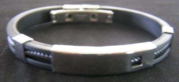 Mens Stainless Steel and Rubber Bracelet